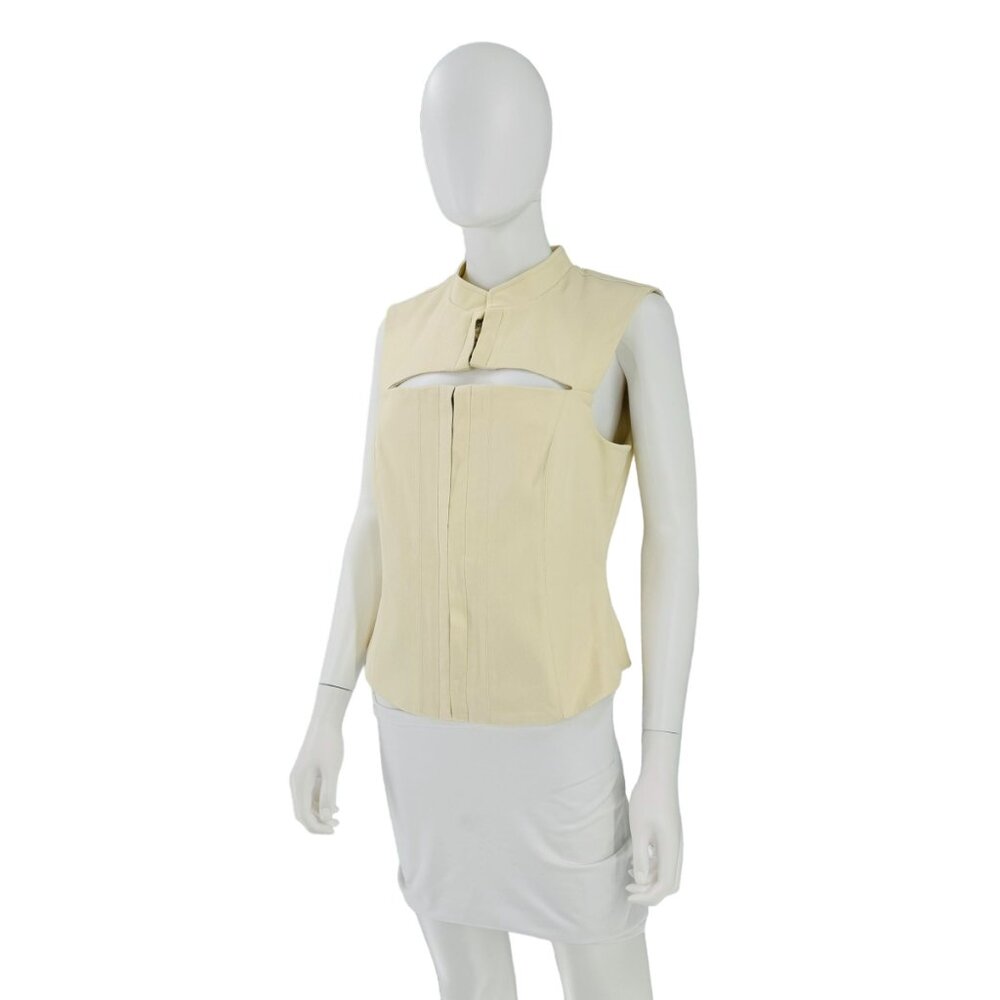 LOBA NEW Paulina Cut Out Sleeveless Top in Beige Size Large - Picture 5 of 7
